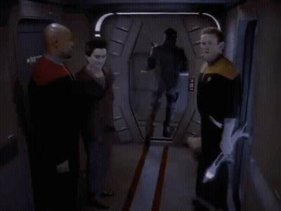 Group Of People With Chief Miles O'Brien GIF