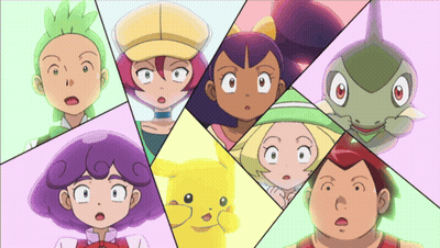 Group Of Pikachu And Lizard Cartoon Characters GIF