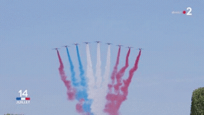 Group of Planes With Red White Blue Smoke Trails