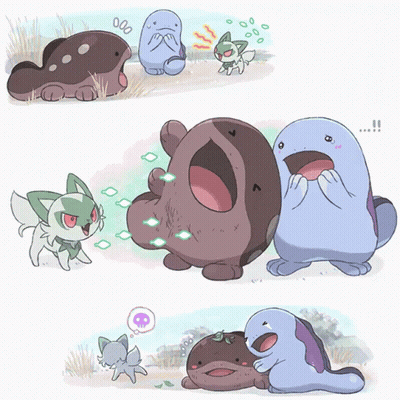 Group Of Pokemon Including Cat And Frog GIF