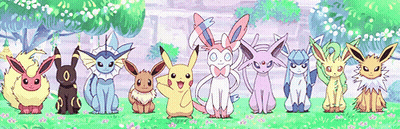 Group Of Pokemon Standing On Grassy Field GIF
