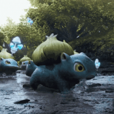 Group Of Pokemon Walking Through River GIF