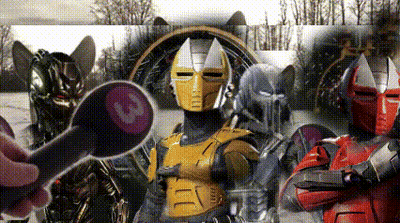 Group Of Robots With Letter B On Chest GIF
