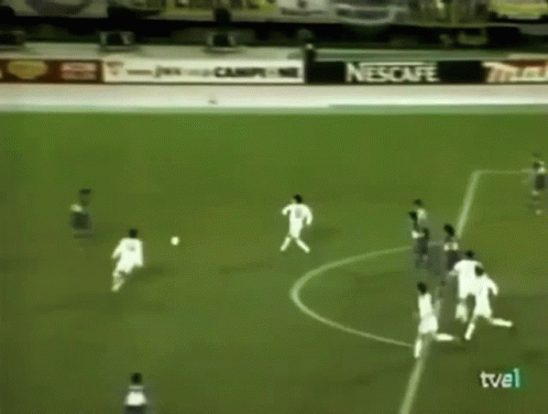 Group Of Soccer Players On Field With Nescafe Ad GIF