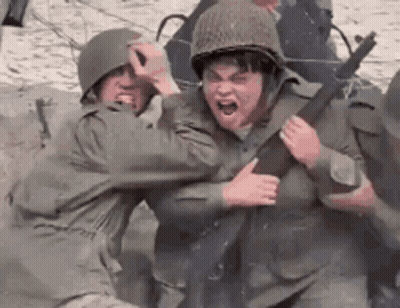 Group of Soldiers Fighting in Trench