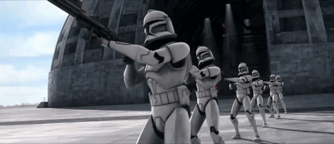 Group Of Stormtroopers Standing Next To Each Other GIF