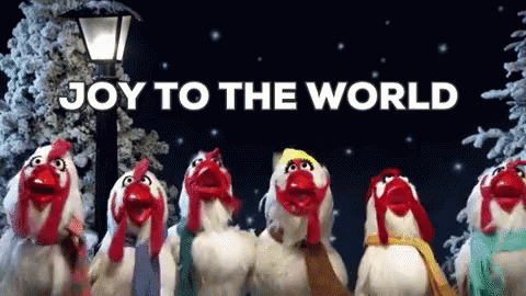 Group Of Turkeys Singing Joy To The World In Front Of Street Light GIF