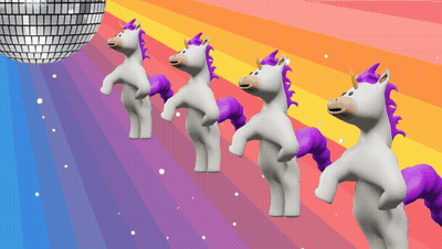 Group Of Unicorns In Front Of Disco Ball GIF