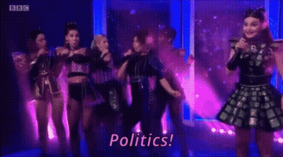 Group Of Women Dancing On Stage One Holding Microphone GIF