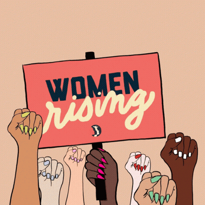 Group Of Women Holding Sign Saying Women Rising GIF