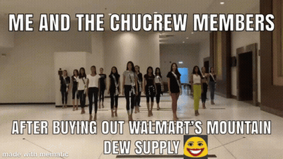 Group Of Women In Hallway With Me And The Chucrew Members GIF