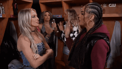 Group Of Women In Locker Room With CW Logo GIF