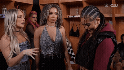 Group Of Women In Locker Room With CW Logo GIF