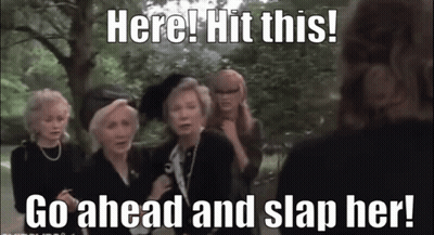 Group Of Women Saying Here Hit This Go Ahead And Slap Her GIF