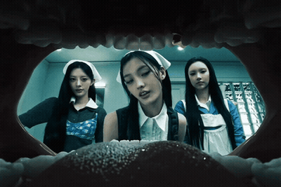 Group Of Women Standing In Dark Room GIF