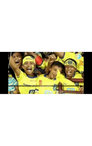 Group Of Young Boys Laughing In Yellow Shirts Sticker