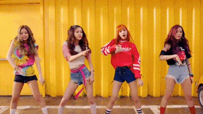 Group Of Young Women Standing In Front Of Yellow Wall GIF