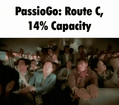 Group on Bus With Hands Up Passio Go Route C 14% Capacity