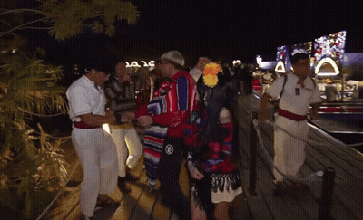 Group On Dock At Night Wearing Mexico Shirt GIF