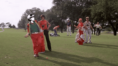 Group On Golf Course With Red Bag Saying Ray GIF