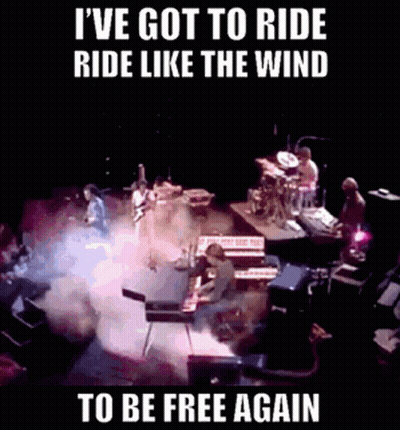 Group On Stage Saying I've Got To Ride Ride Like The Wind To Be Free Again GIF