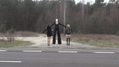Group On Stilts With Slenderman GIF