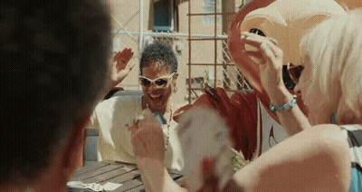 Group Playing Cards With Flamingo Float GIF