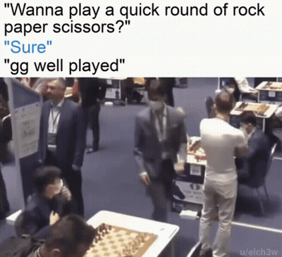 Group Playing Chess Saying Wanna Play Rock Paper Scissors GIF
