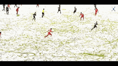 Group Playing Soccer With Cartoon Character GIF