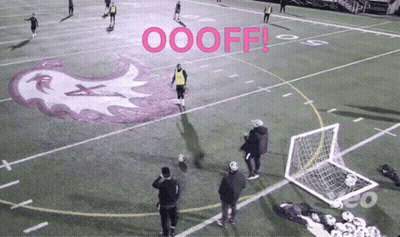 Group Playing Soccer With Pink Word Oooff GIF