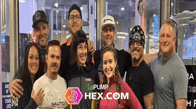 Group Posing With Hex.com Logo GIF
