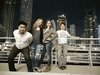 Group Posing With I Love You Shirt GIF