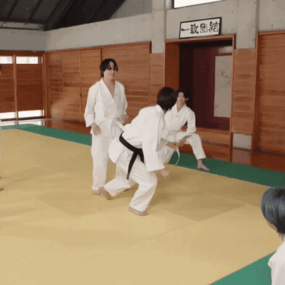 Group Practicing Martial Arts In Gym GIF