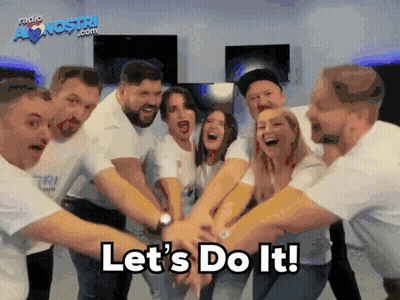 Group Putting Hands Together Saying Let's Do It GIF