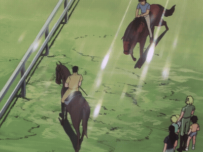 Group Riding Horses In Field GIF