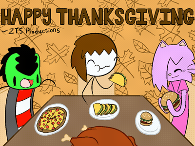Group Sitting Around Table Happy Thanksgiving GIF