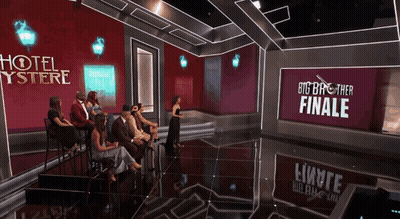 Group Sitting At Big Brother Finale Stage GIF
