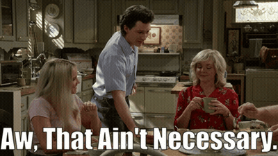 Group Sitting At Table Saying Aw That Ain't Necessary GIF