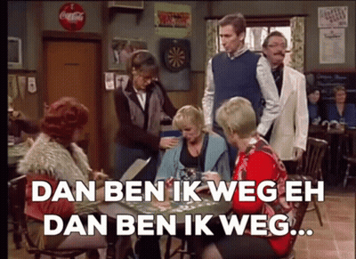 Group Sitting At Table Saying Dan Ben Ik Weg GIF