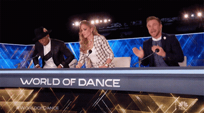 Group Sitting At Table Saying World Of Dance GIF