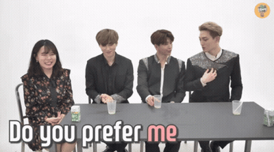 Group Sitting At Table With Do You Prefer Me GIF