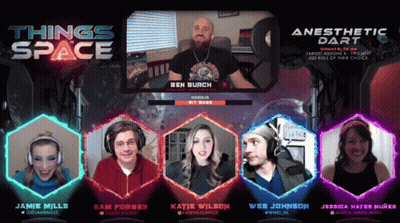Group Sitting in Front of Screen Saying Things Space Anesthesia Dart