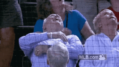 Group Sitting In Stadium With MLB.com Logo GIF