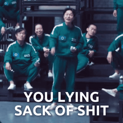 Group Sitting On Bench Saying You Lying Sack Of Shit GIF