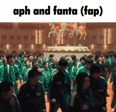 Group Standing In Front Of Carousel Saying Aph And Fanta GIF