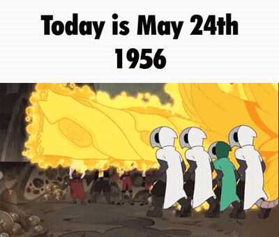 Group Standing In Front Of Fire 1956 GIF