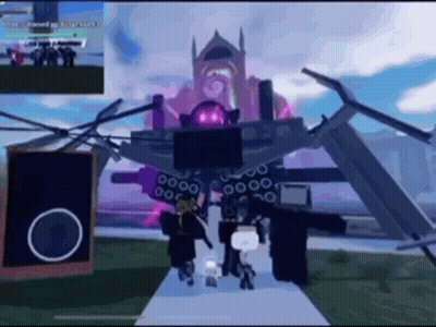 Group Standing In Front Of Giant Robot In Video Game GIF