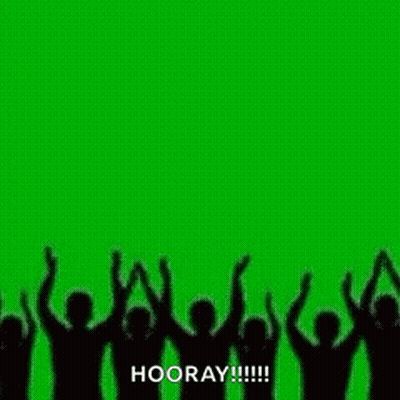 Group Standing In Front Of Green Screen With Arms Up GIF