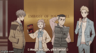 Group Standing In Front Of Polwell Embassy Sign GIF