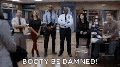 Group Standing In Room Saying Booty Be Damned GIF